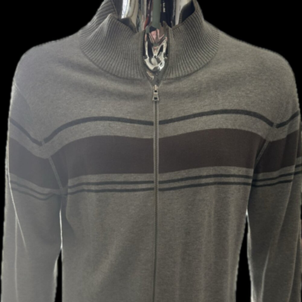 BANANA REPUBLIC COTTON /CASHERE/WOOL BLEND FUNNEL NECK ZIP UP SWEATER - L